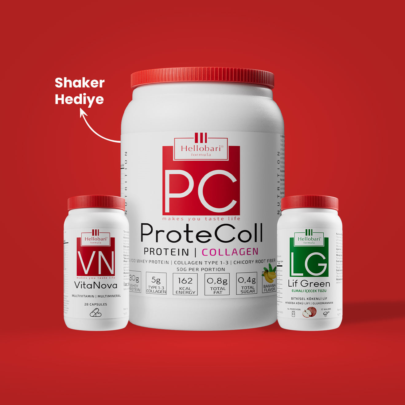 Hellobari Ofis Modu Paketi; ProteColl, Lif Green Ve VitaNova İle Gün Boyu Enerjinizi, Sindirim Sağlığınızı Ve Vitamin Dengelerinizi Korur