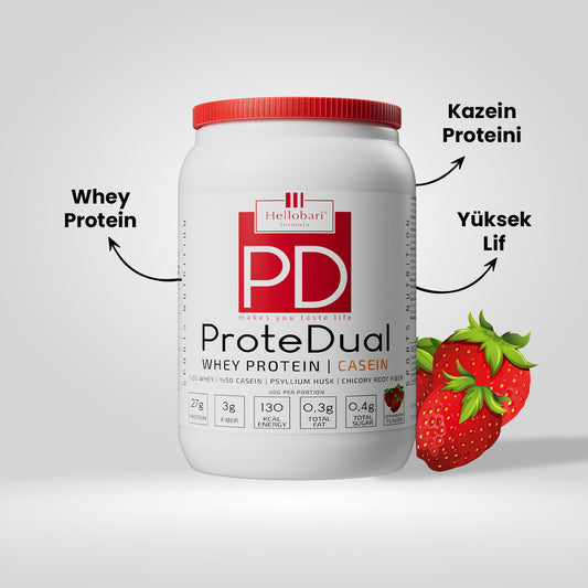 Hellobari ProteDual: %50 Whey ve %50 Kazein Proteini (28 Porsiyon)