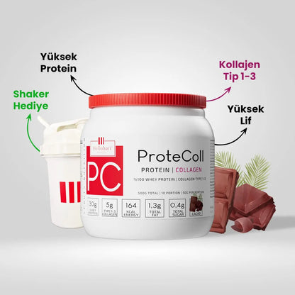 Hellobari ProteColl 10 Porsiyon Doğal Kakaolu Whey Protein Kollajen Tip 1-3 12 Vitamin 7 Mineral İle Size Destek Olur