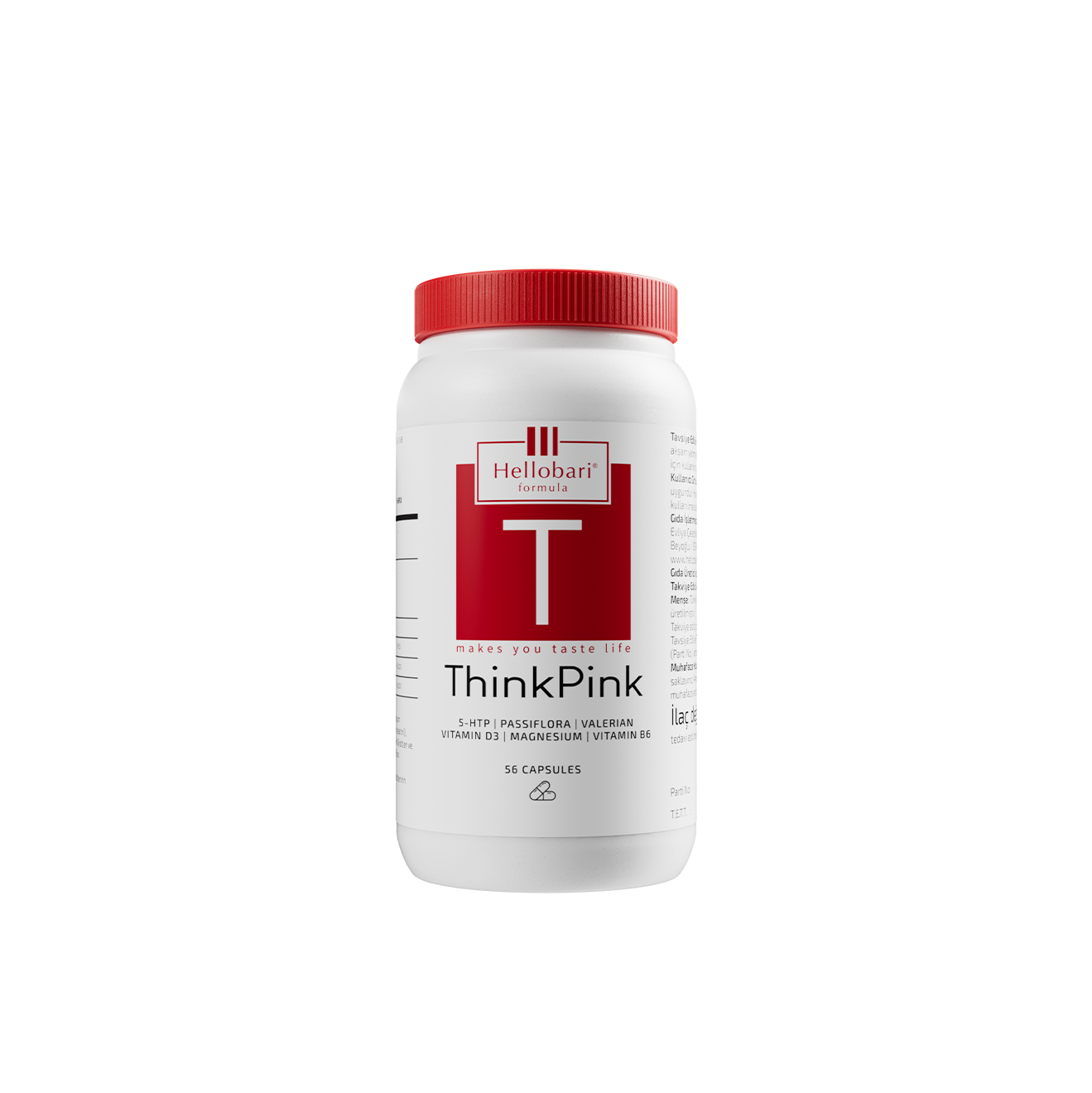 Hellobari ThinkPink: 5-HTP, Passiflora ve Kediotu Kapsülü (56 Kapsül)