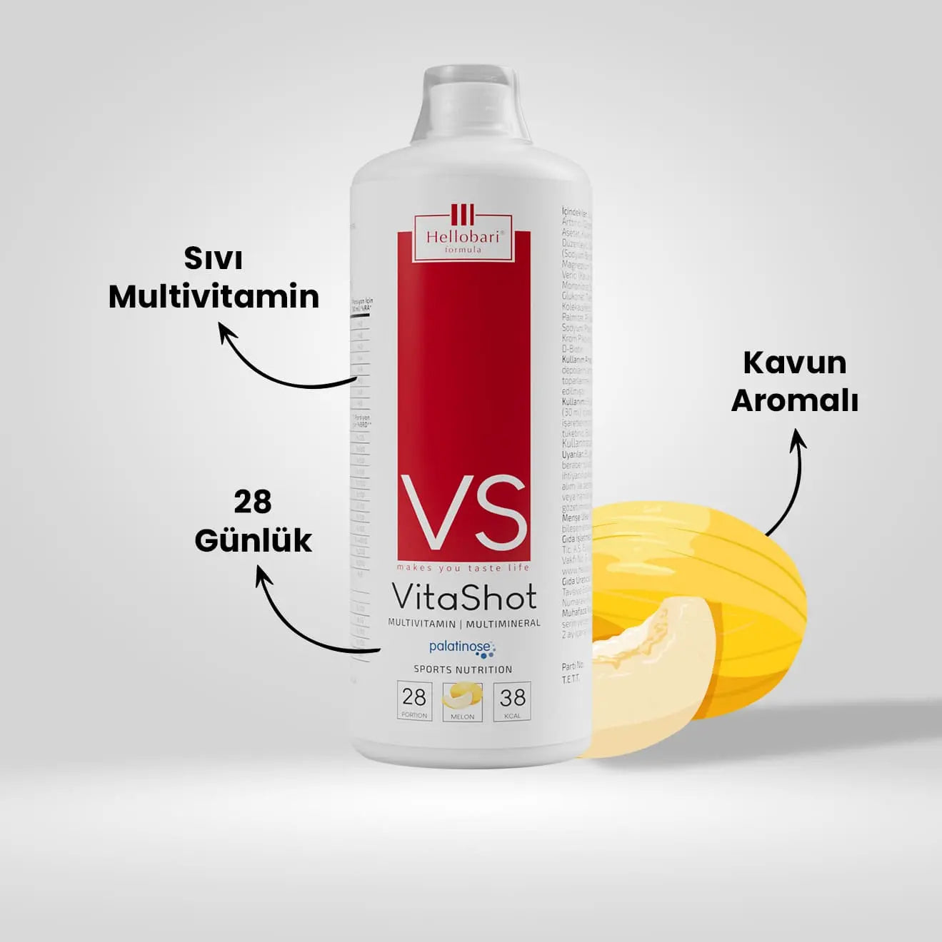 Hellobari VitaShot 13 Vitamin 5 Mineral İçeren Kavun Aromalı Multivitamin Ve Multimineral Takviyesi